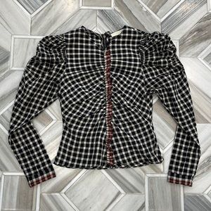 Ulla Johnson ruched cotton puff sleeve blouse size 2